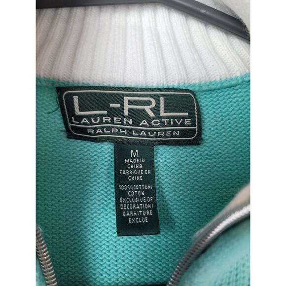 Lauren Ralph Lauren Active Mock Neck Knit Full Zip Teal Turquoise Sweater Size M - Picture 5 of 12